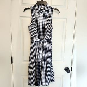 NWOT Westport Navy and White Gingham Button Down Dress Size 2